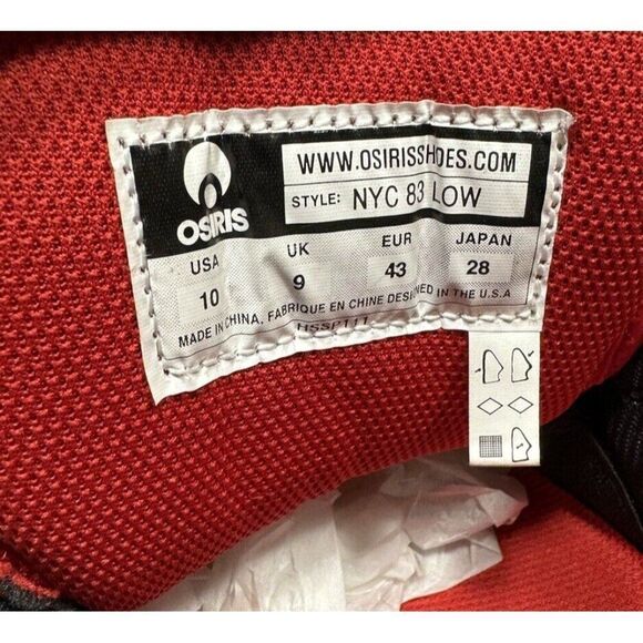 Osiris NYC 83 Low Top Mens Size 10 Skateboard Skater Shoes Red Black Grey - Picture 7 of 8